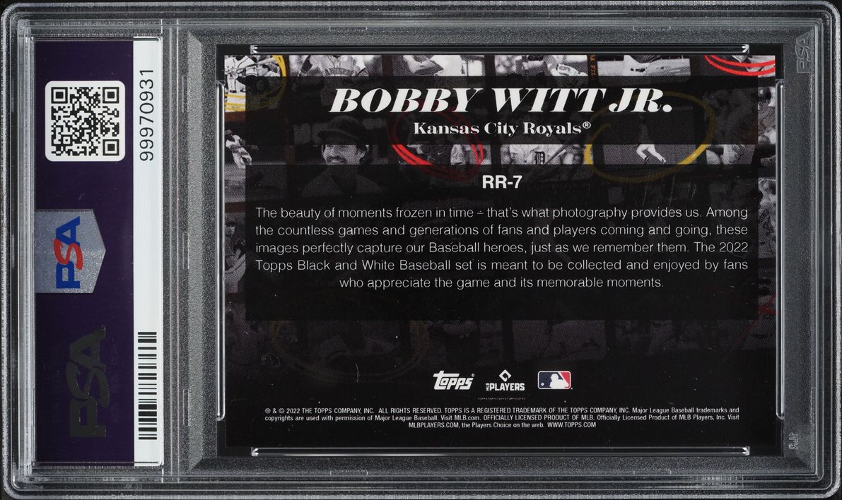 2022 Topps Black & White Resolution Bobby Witt Jr ROOKIE #RR-7 PSA 10 GEM MINT