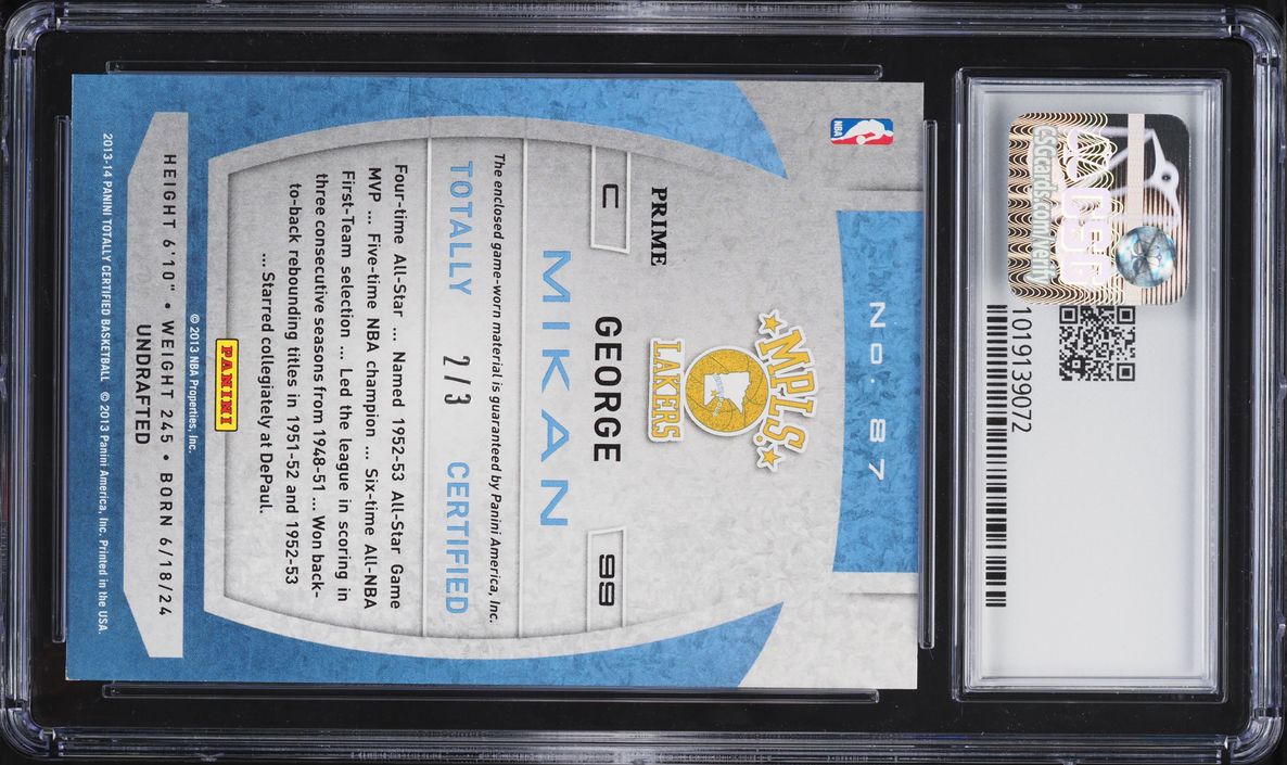 2013 Totally Certified Materials Blue George Mikan /3 #87 CSG 8.5 NM-MT+