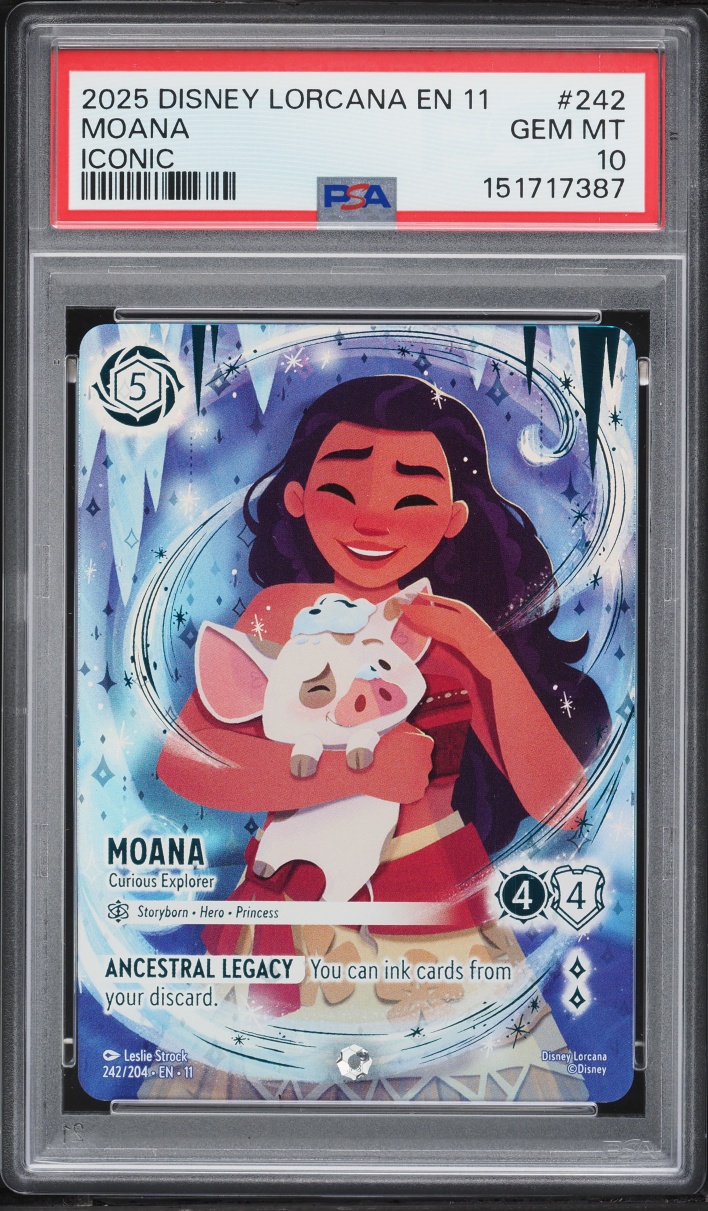 2025 Disney Lorcana Winterspell Iconic Moana Curious Explorer #242 PSA 10 GEM MINT