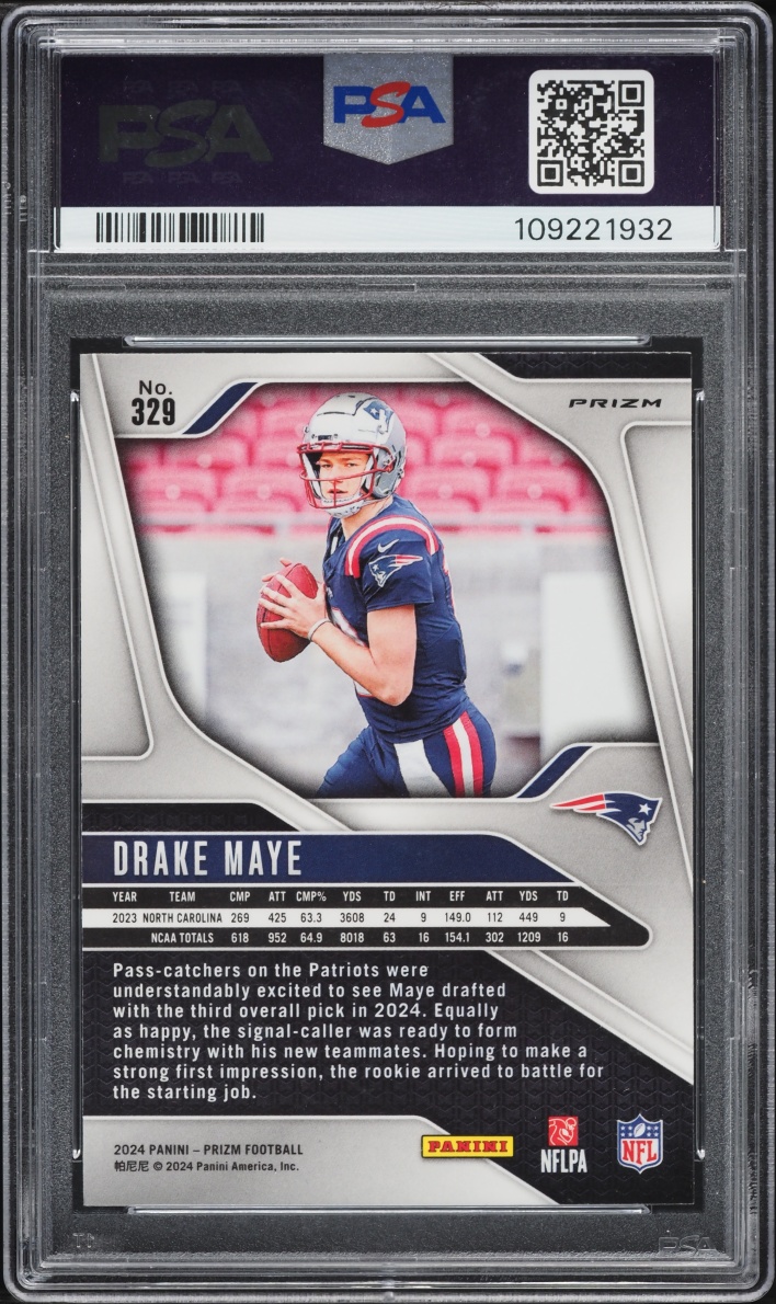 2024 Panini Prizm Blue Drake Maye ROOKIE #329 PSA 10 GEM MINT