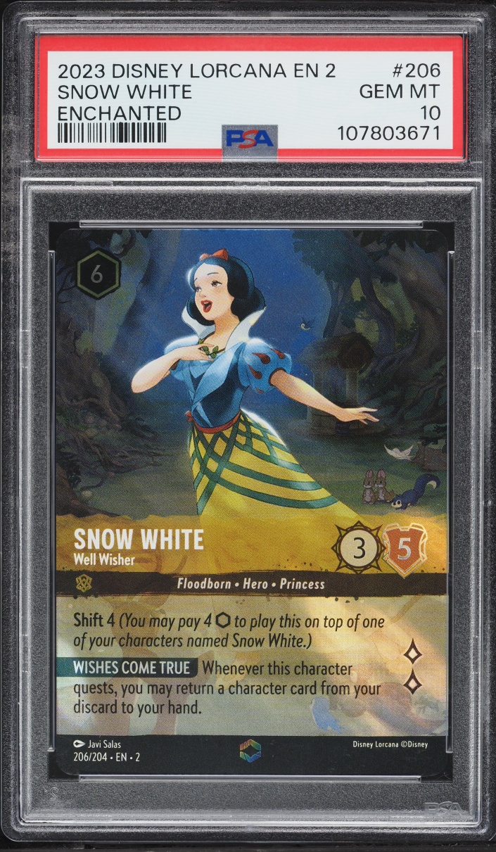 2023 Disney Lorcana Rise Of The Floodborn Enchanted Snow White Well Wisher #206 PSA 10 GEM MINT