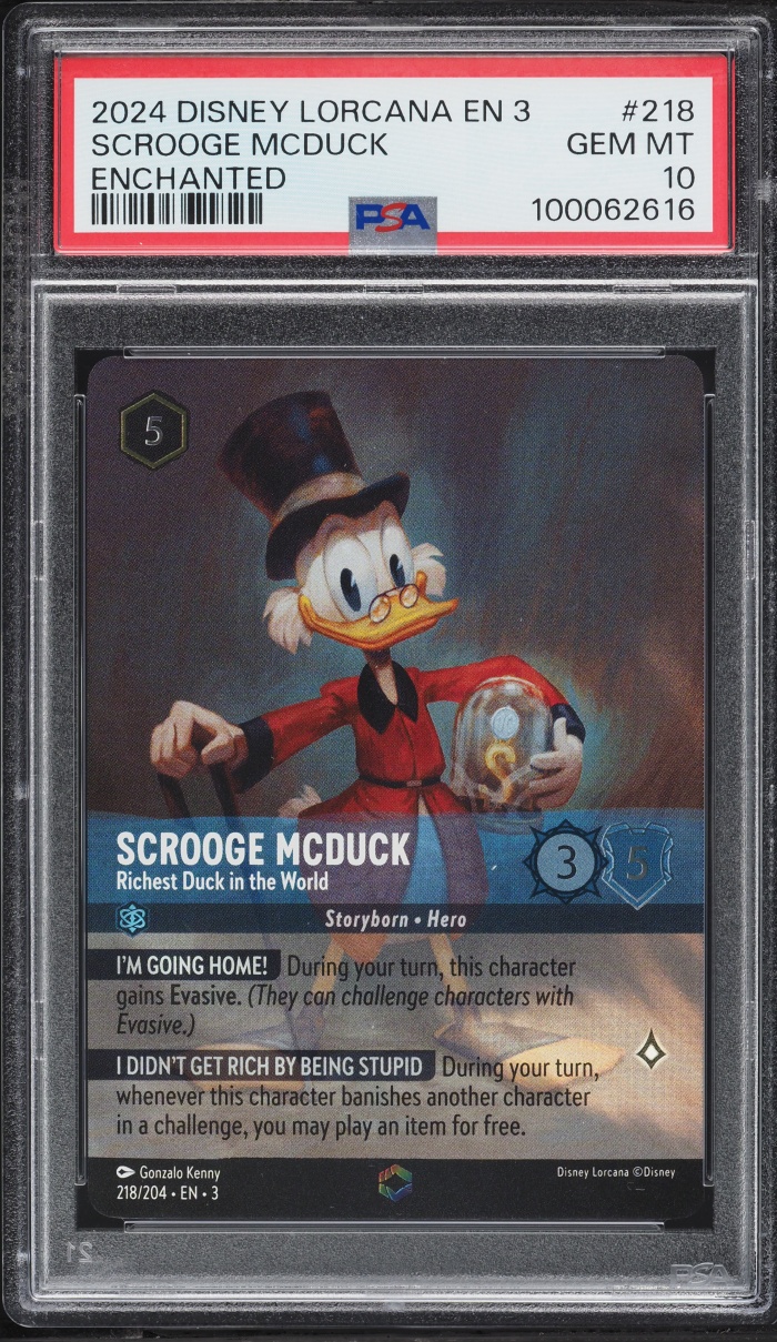 2024 Disney Lorcana Into The Inklands Enchanted Scrooge McDuck Richest Duck In The World PSA 10