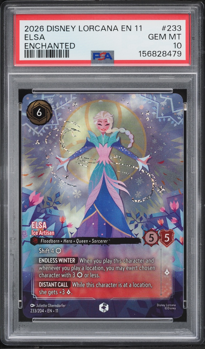 2026 Disney Lorcana Winterspell Enchanted Elsa Ice Artisan #233 PSA 10 GEM MINT