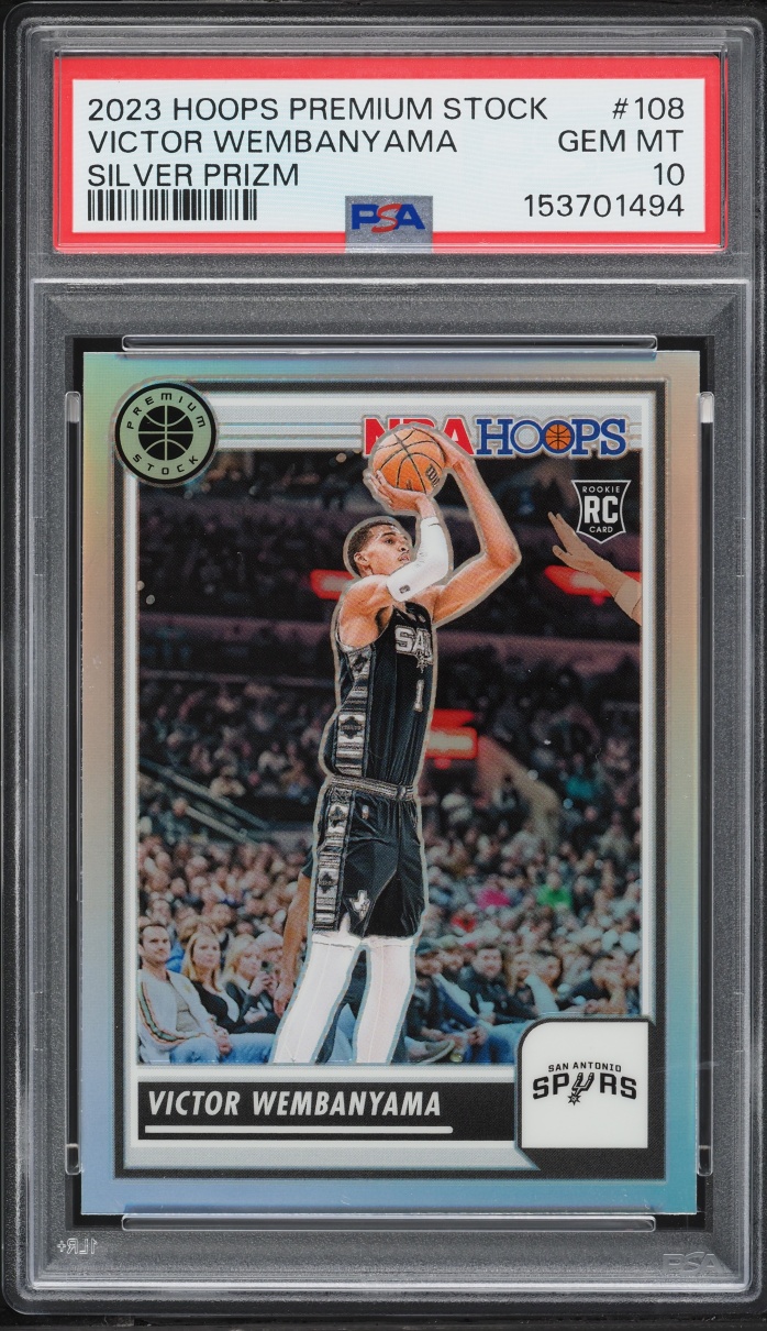 2023 Hoops Premium Stock Silver Prizm Victor Wembanyama ROOKIE #108 PSA 10 GEM MINT
