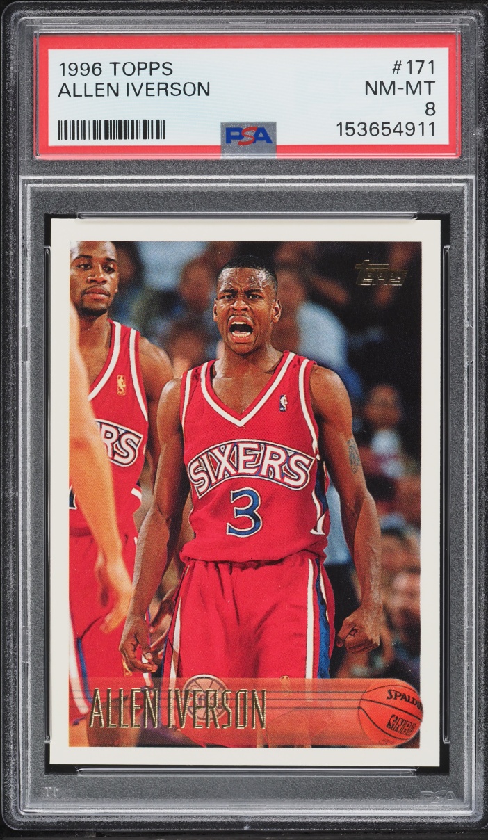 1996 Topps Basketball Allen Iverson ROOKIE #171 PSA 8 NM-MT