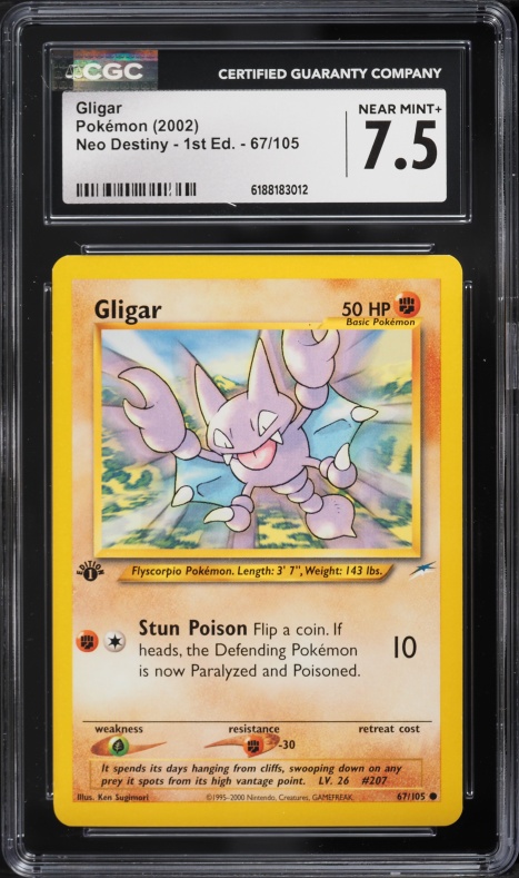 2000 Pokemon Neo Genesis 1st Edition Gligar #67 CGC 7.5 NRMT+