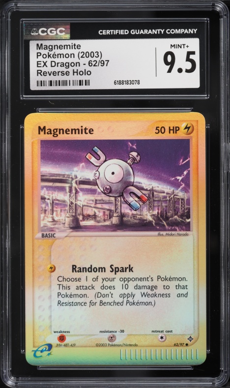 2003 Pokemon EX Dragon Reverse Holo Magnemite #62 CGC 9.5 MINT+