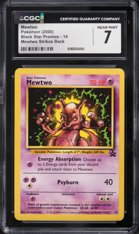 2000 Pokemon Black Star Promo Strikes Back Mewtwo #14 CGC 7 NRMT