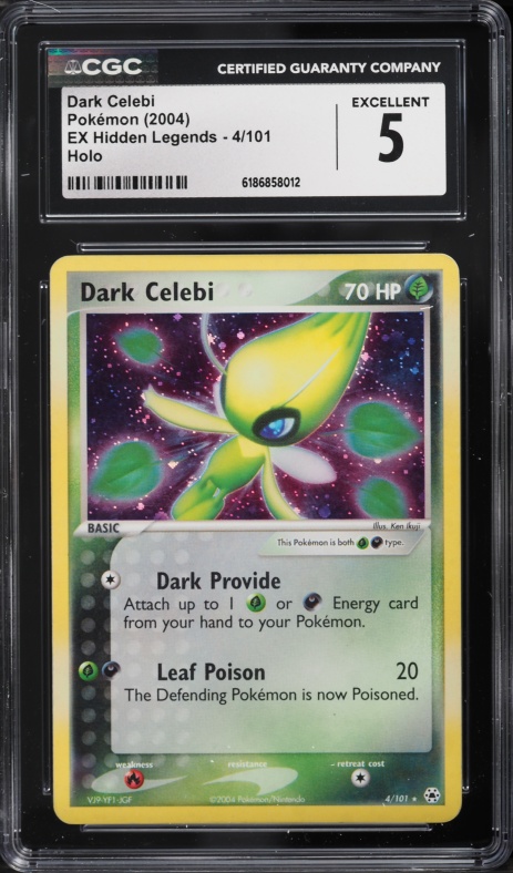 2004 Pokemon EX Hidden Legends Holo Dark Celebi #4 CGC 5 EX