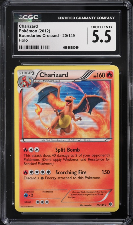 2012 Pokemon Black & White Boundaries Crossed Holo Charizard #20 CGC 5.5 EX+