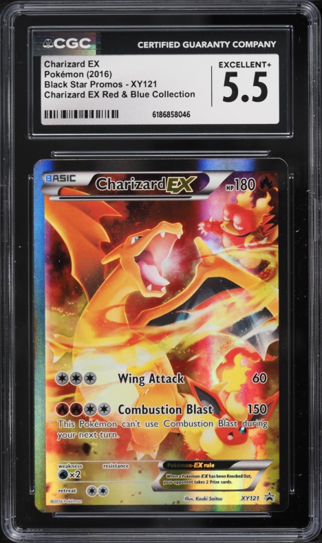 2016 Pokemon XY Promo Red & Blue Collection Full Art Charizard EX #XY121 CGC 5.5 EX+