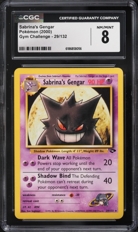 2000 Pokemon Gym Challenge Sabrina's Gengar #29 CGC 8 NM-MT