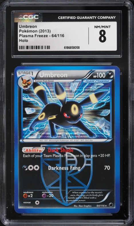2013 Pokemon Black & White Plasma Freeze Holo Umbreon #64 CGC 8 NM-MT