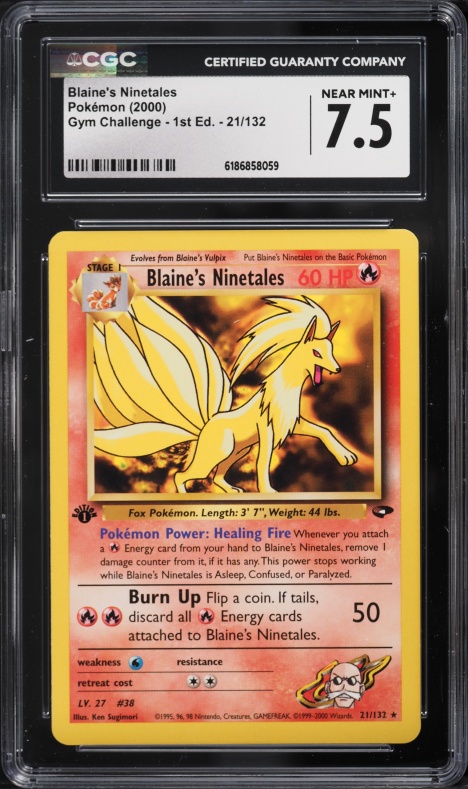 2000 Pokemon Gym Challenge 1st Edition Blaine's Ninetales #21 CGC 7.5 NRMT+