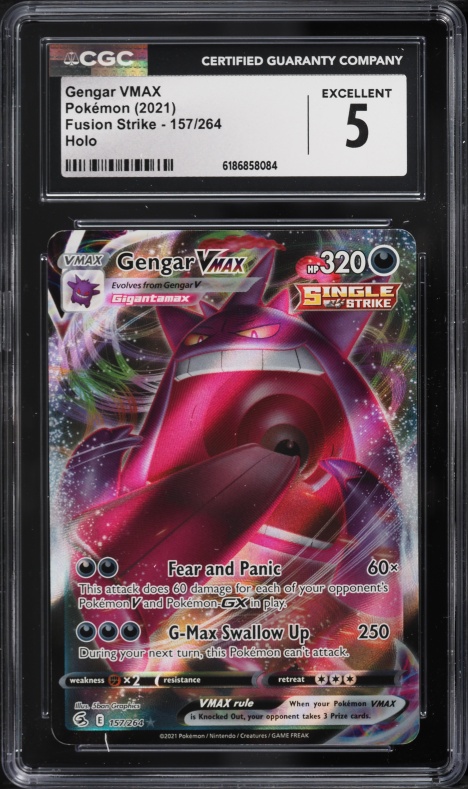 pokemon cards vmax gengar Alt Art 2021 Sword & Shield Fusion Strike 271/264 SR Holo OP PROXIES TCG Unmatched Clarity Gengar VMAX | Fusion Strike