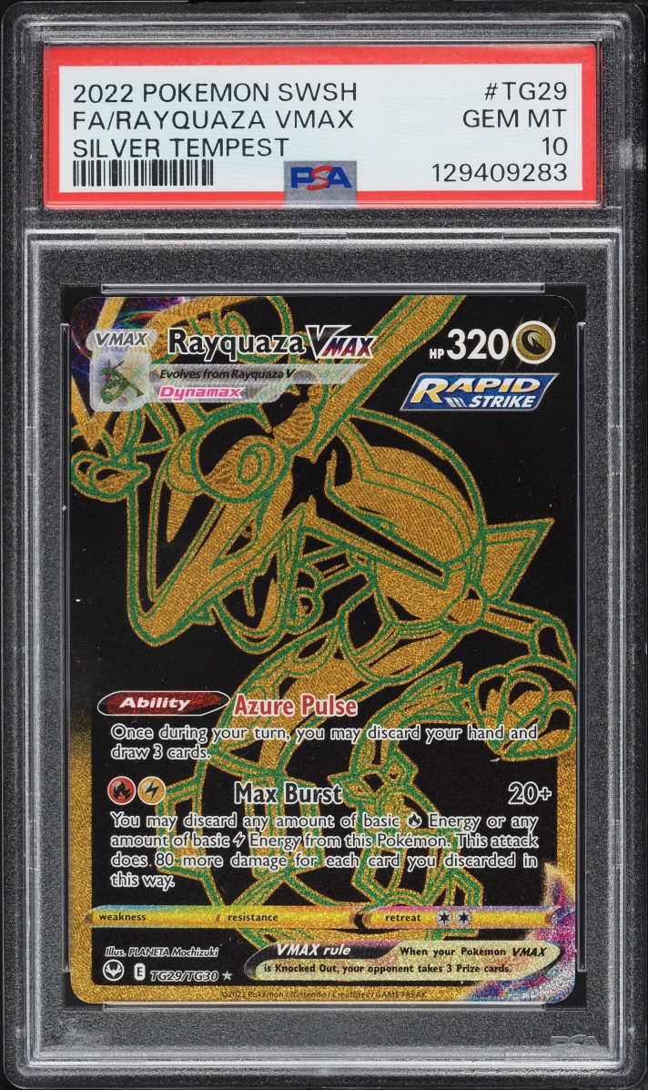 2022 Pokemon Sword & Shield Silver Tempest Full Art Rayquaza VMAX #TG29 PSA 10 GEM MINT