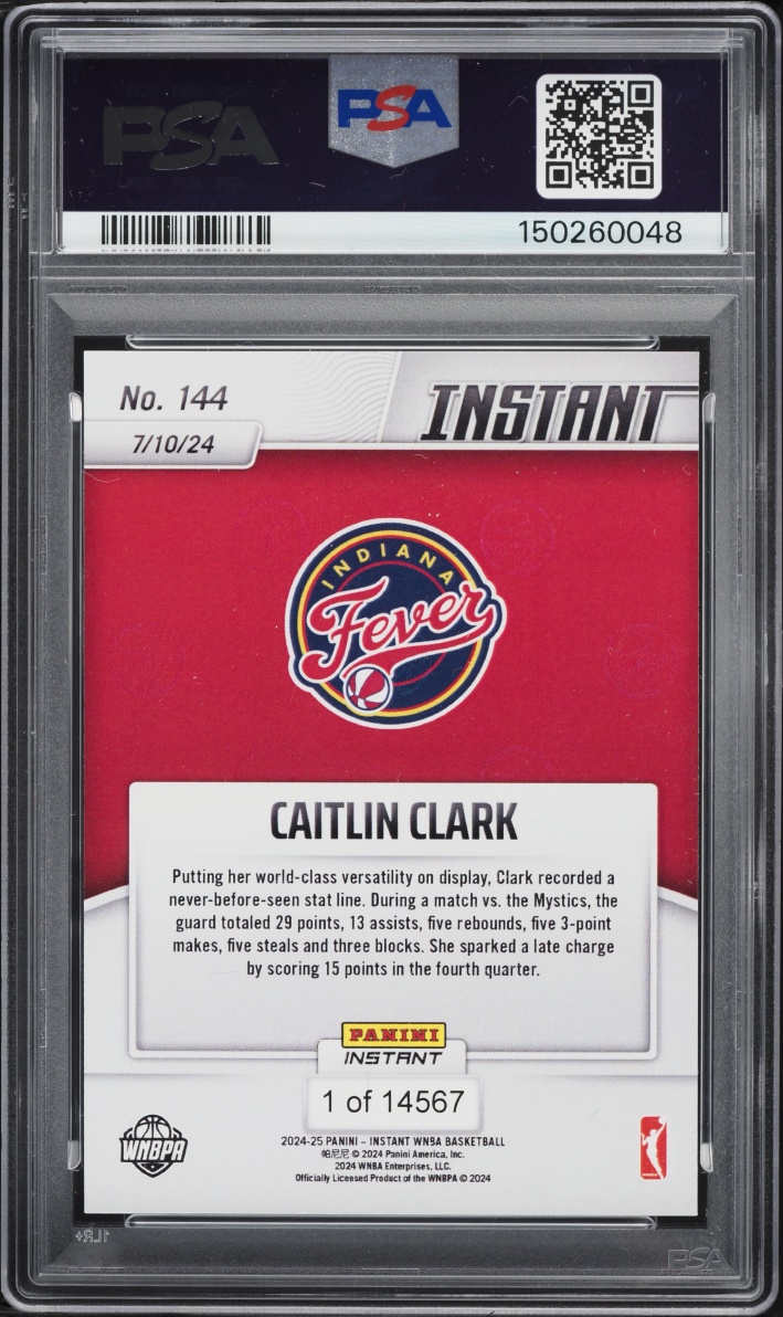 2024 Panini Instant WNBA Caitlin Clark ROOKIE /14567 #144 PSA 10 GEM MINT