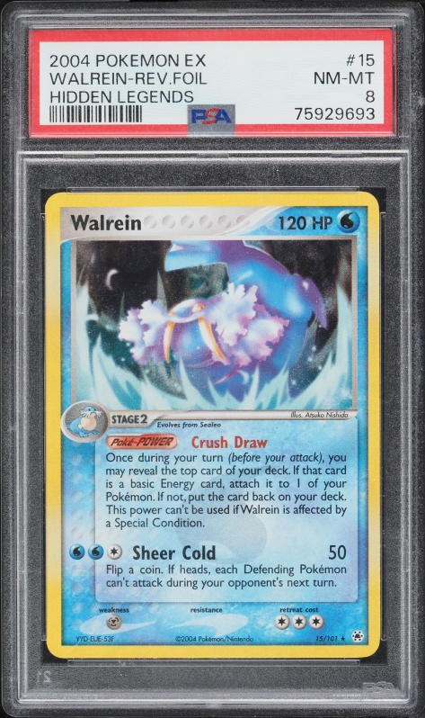 2004 Pokemon EX Hidden Legends Reverse Holo Walrein #15 PSA 8 NM-MT