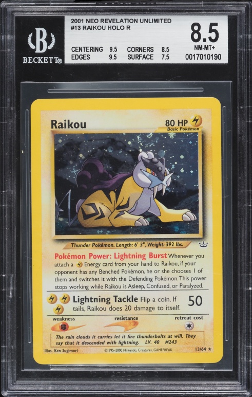 2000 Pokemon Japanese Neo 3 Holo Raikou #243 BGS 9.5 GEM MINT on