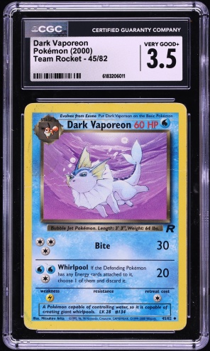 2000 Pokemon Team Rocket Dark Vaporeon #45 CGC 3.5 VG+