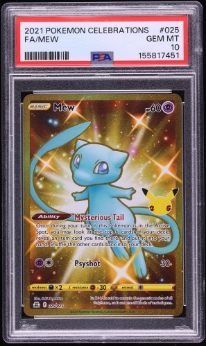 2021 Pokemon Sword & Shield Celebrations Gold Rare Mew #25 PSA 10