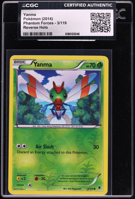 2014 Pokemon XY Phantom Forces Reverse Holo Yanma #3 CGC AUTH
