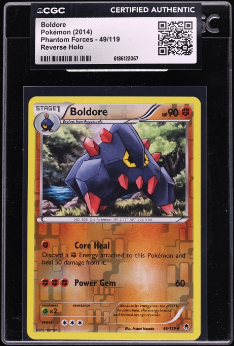 2014 Pokemon XY Phantom Forces Reverse Holo Boldore #49 CGC AUTH