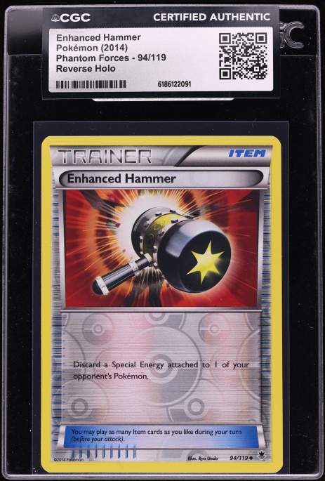 2014 Pokemon XY Phantom Forces Reverse Holo Enhanced Hammer #94 CGC AUTH