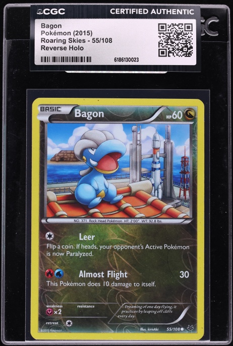 2015 Pokemon XY Roaring Skies Reverse Holo Bagon #55 CGC AUTH