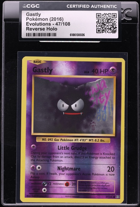 2016 Pokemon XY Evolutions Reverse Holo Gastly #47 CGC AUTH