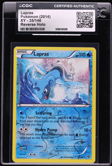 2014 Pokemon XY Reverse Holo Lapras #35 CGC AUTH