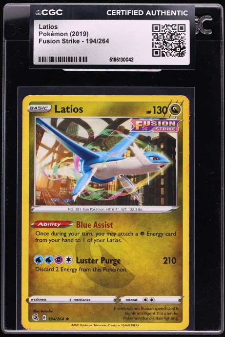 2019 Pokemon Sword & Shield Fusion Strike Latios #194 CGC AUTH