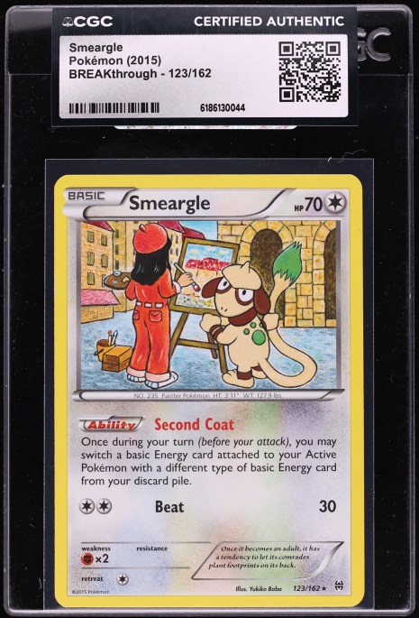 2015 Pokemon XY BREAKthrough Smeargle #123 CGC AUTH