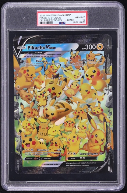 2021 Pokemon Sword & Shield Promo Celebrations Jumbo Pikachu V-Union #SWSH141 PSA 10 GEM MINT