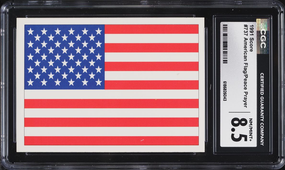 1991 Score American Flag Peace Prayer #737 CGC 8.5 NM-MT+