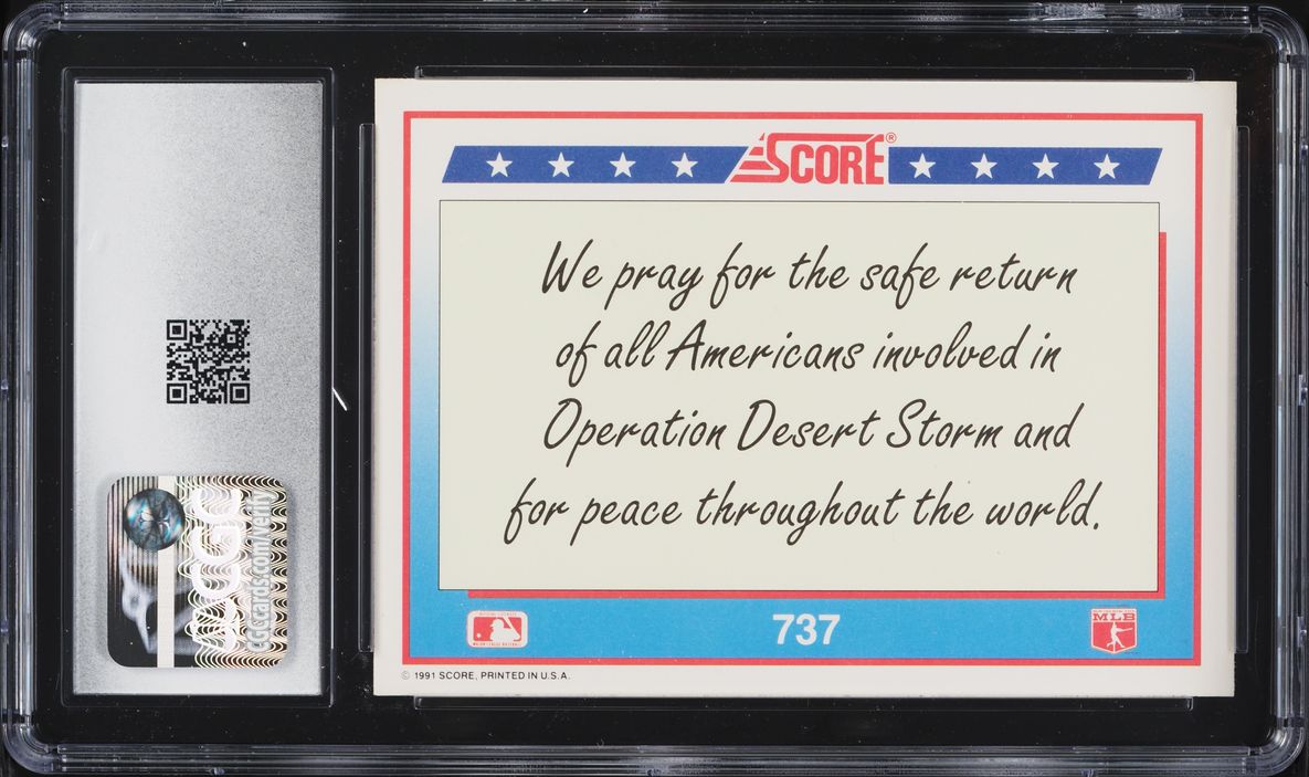 1991 Score American Flag Peace Prayer #737 CGC 8.5 NM-MT+