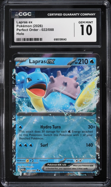 2026 Pokemon Mega Evolution Perfect Order Holo Lapras Ex #22 CGC 10 GEM MINT