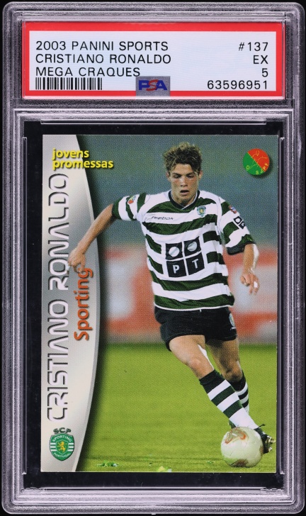 2003 Panini Sports Mega Craques Cristiano Ronaldo ROOKIE #137 PSA