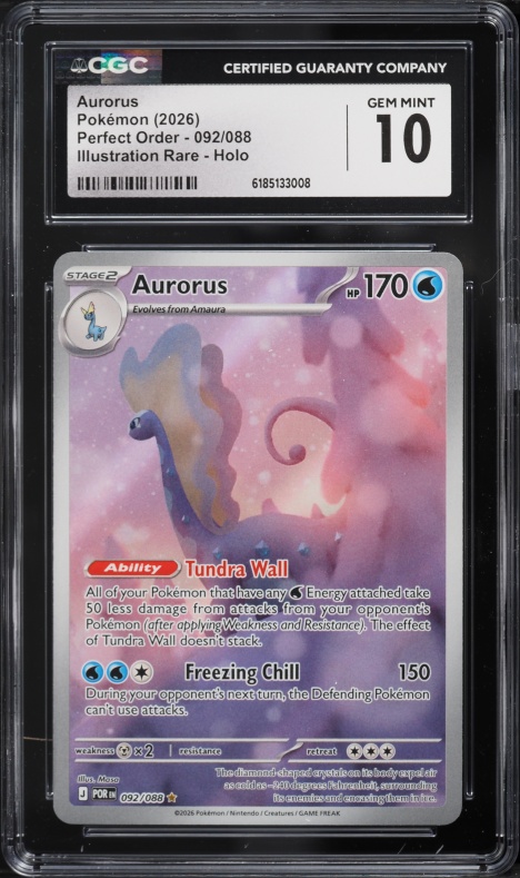 2026 Pokemon Mega Evolution Perfect Order IR Aurorus #92 CGC 10 GEM MINT