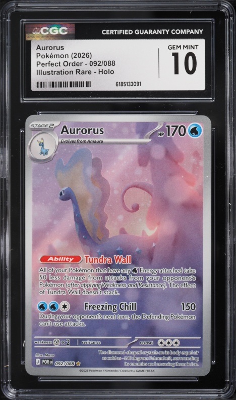 2026 Pokemon Mega Evolution Perfect Order IR Aurorus #92 CGC 10 GEM MINT