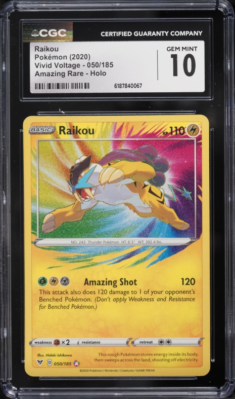 2020 Pokemon Sword & Shield Vivid Voltage Amazing Rare Raikou #50 CGC 10 GEM MINT