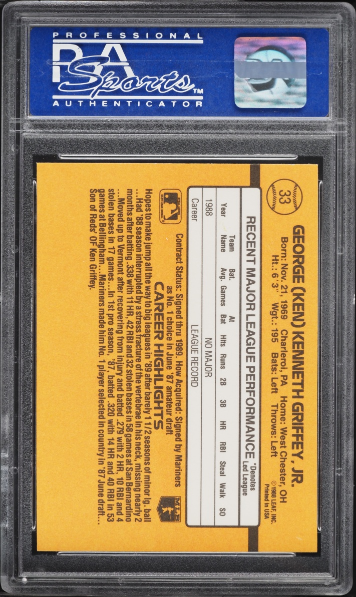 1989 Donruss Ken Griffey Jr. ROOKIE #33 PSA 9 MINT
