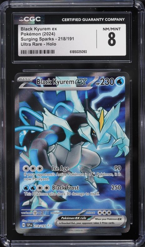 2024 Pokemon Scarlet & Violet Surging Sparks Full Art Black Kyurem Ex #218 CGC 8 NM-MT