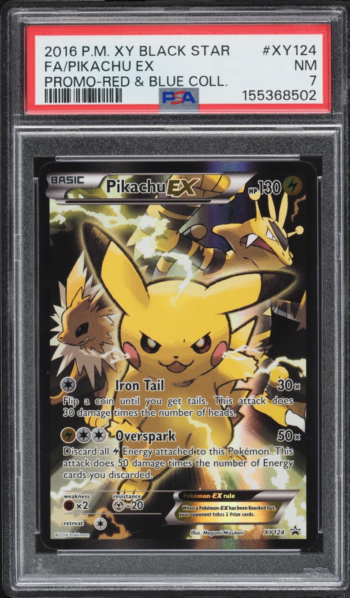 2016 Pokemon XY Promo Red & Blue Collection Full Art Pikachu EX #XY124 PSA 7 NRMT
