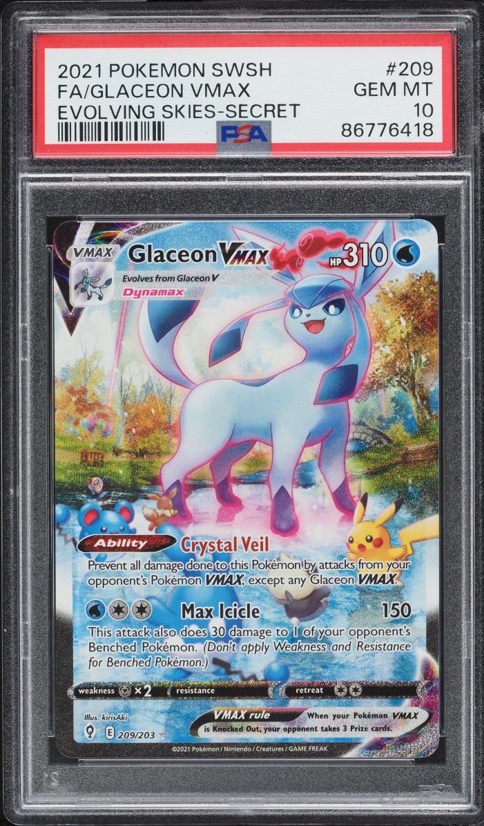 2021 Pokemon Sword & Shield Evolving Skies SEC Glaceon VMAX #209 PSA 10 GEM MINT
