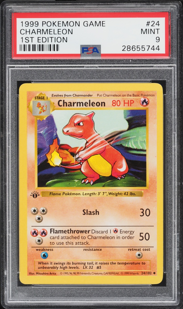 1999 Pokemon Base Set Shadowless 1st Edition Charmeleon #24 PSA 9 MINT