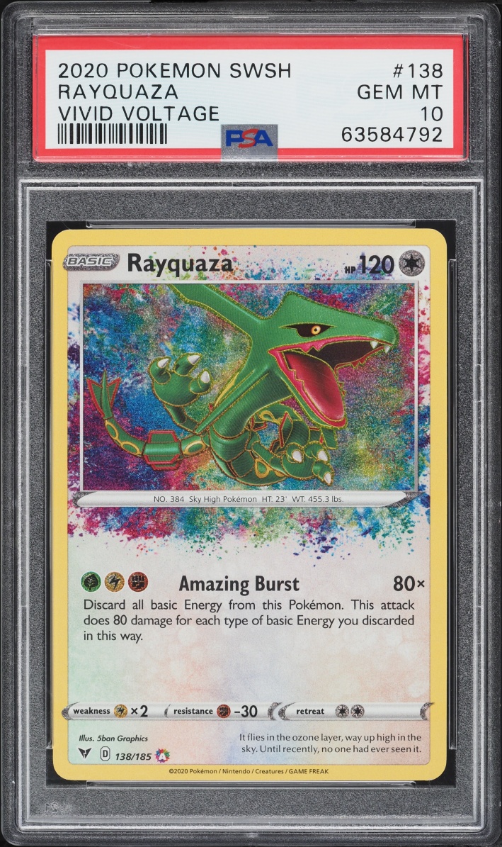 2020 Pokemon Sword & Shield Vivid Voltage Amazing Rare Rayquaza #138 PSA 10 GEM MINT