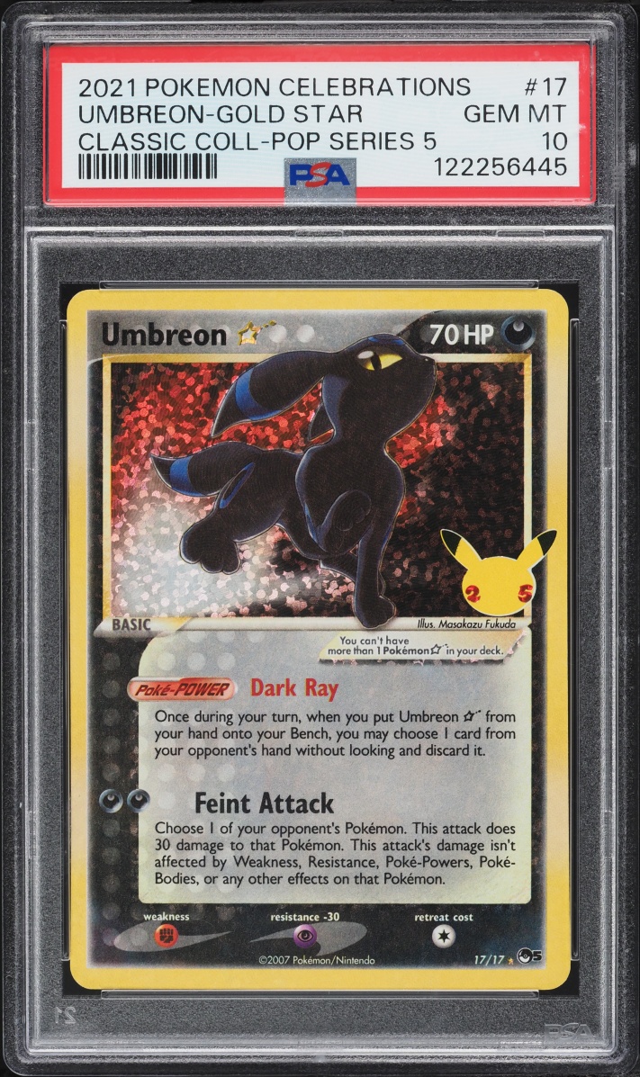 2021 Pokemon Sword & Shield Celebrations POP Series 5 Holo Umbreon Gold Star #17 PSA 10 GEM