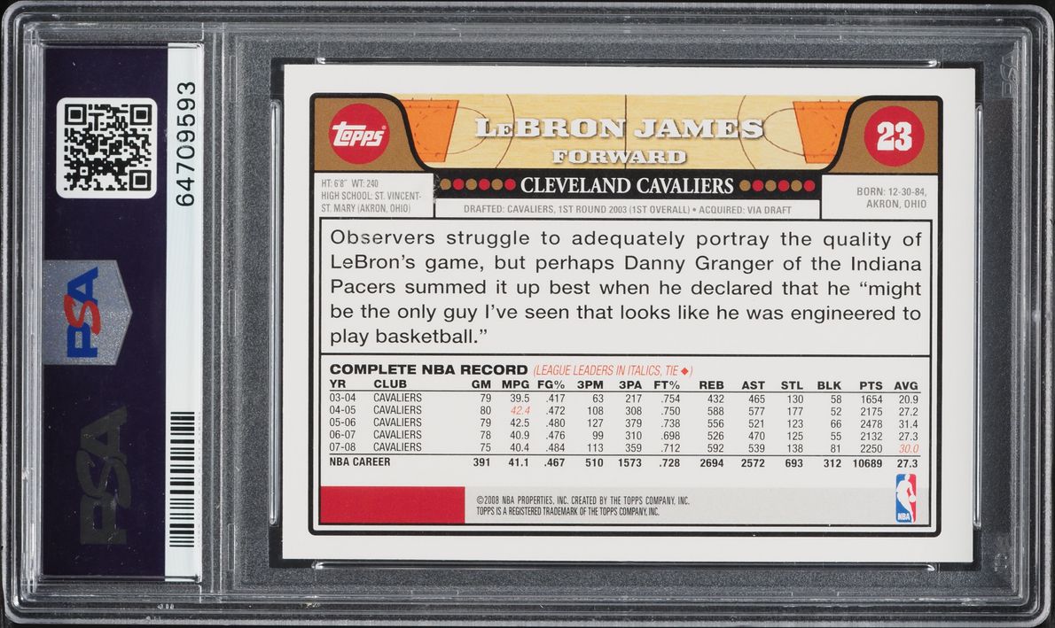 2008 Topps Basketball LeBron James #23 PSA 10 GEM MINT