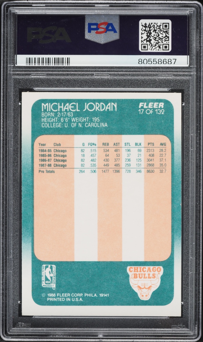 1988 Fleer Basketball Michael Jordan #17 PSA 9 MINT